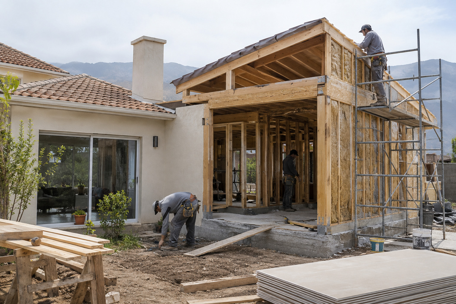 Ampliación de vivienda en construcción